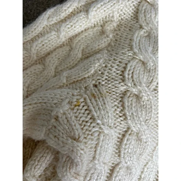 Vintage 70's-80's Cream Knit Cardigan Chunky Knit Sweater Collared Cottage VTG - Picture 6 of 9